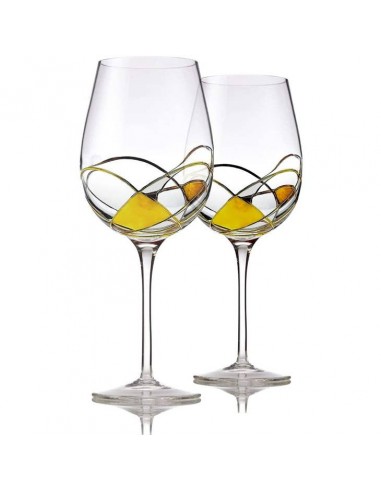 Lot de 2 verres à vin peints à la main, grand verre doré 28 oz meilleur choix