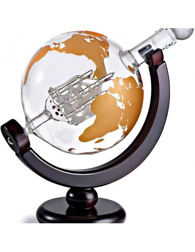 Carafe Globe colorée sur base en bois en linge