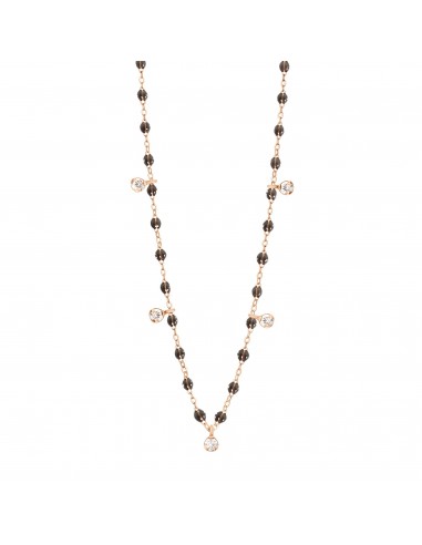 Collier Gigi Suprême, 45 cm, Or Rose, Quartz, 5 diamants livraison gratuite