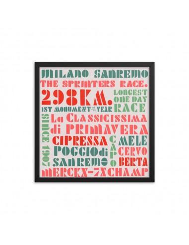 Milano Sanremo Framed Poster livraison gratuite